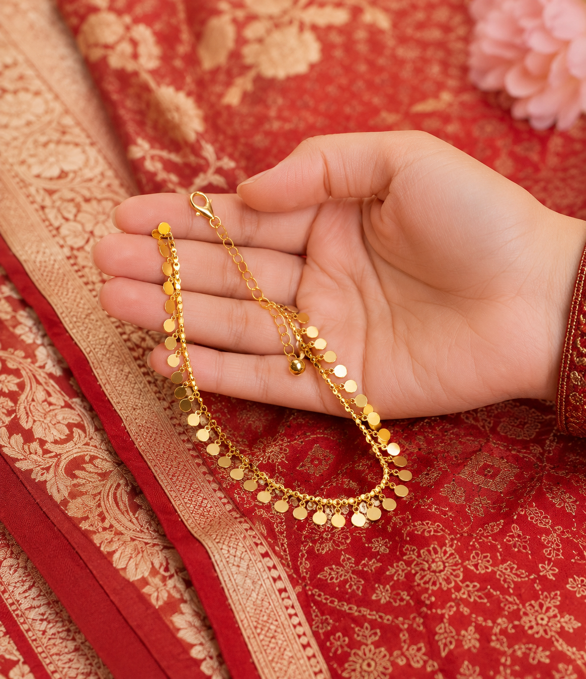 Premium Golden Coin Charm Anklet for Women